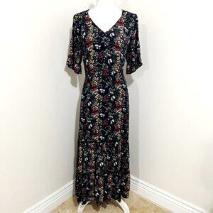 Walker & Wade Alana Maxi Dress in Black Floral Boho Retro Resortwear Travel Sm